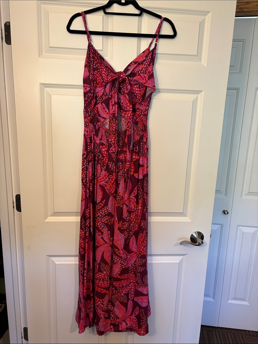 Floral Pink & Burgundy Maxi Slip Dress - Picture 2 of 3